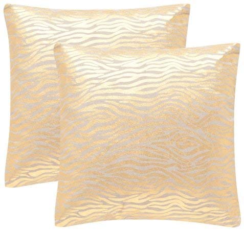 Safavieh DEC402B-1818-SET2 Collection Demi Gold Throw Pillows (18