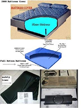 Queen Waterbed Mattress Kit with Free Flow Water mattress, Zipper Mattress Cover, Heater, Liner, fill Kit and Conditioner