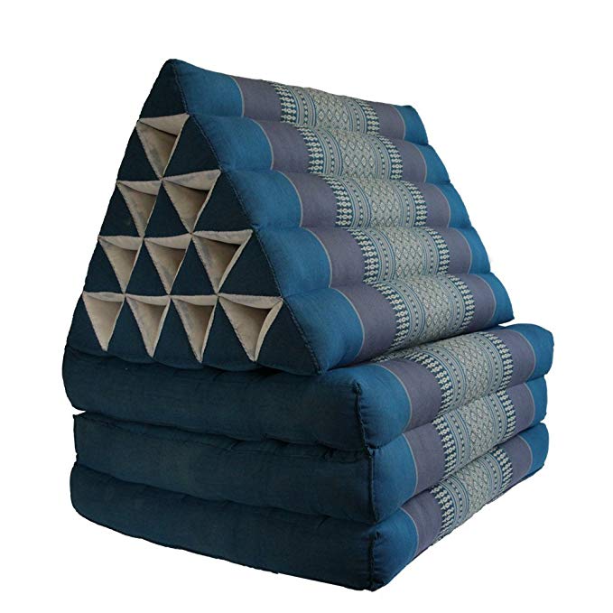 Foldout Triangle Thai Cushion Three Fold Jumbo Size, Blue