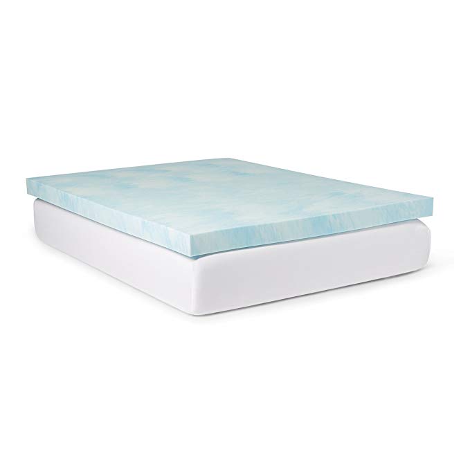 Slumber Solutions 4-inch Gel Memory Foam Mattress Topper Blue Queen