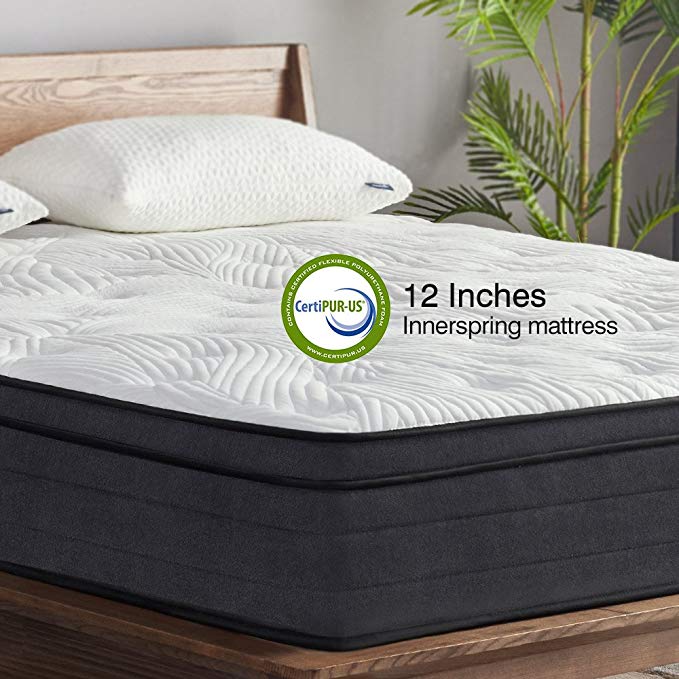 Sweetnight Queen Mattress in a Box - 12 Inch Plush Pillow Top Hybrid Mattress, Gel Memory Foam for Sleep Cool, Motion Isolating Individually Wrapped Coils, CertiPUR-US Certified, Queen Size