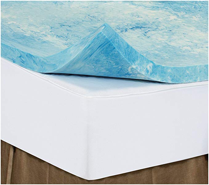 Cal-King 2 Inch iSoCore Gel Infused Swirl 6.0 Memory Foam Mattress Topper with Expandable Cover and Contour Pillow Included