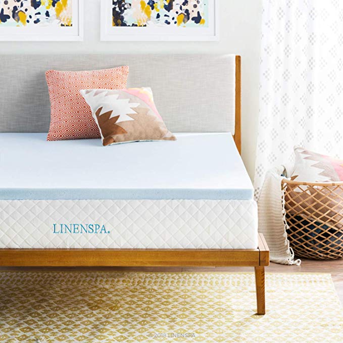 LINENSPA 2 Inch Gel Infused Memory Foam Mattress Topper, Queen