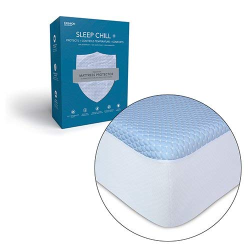 Sleep Chill Crystal Gel Mattress Protector with Cooling Fibers and Blue 3-D Fabric, Twin