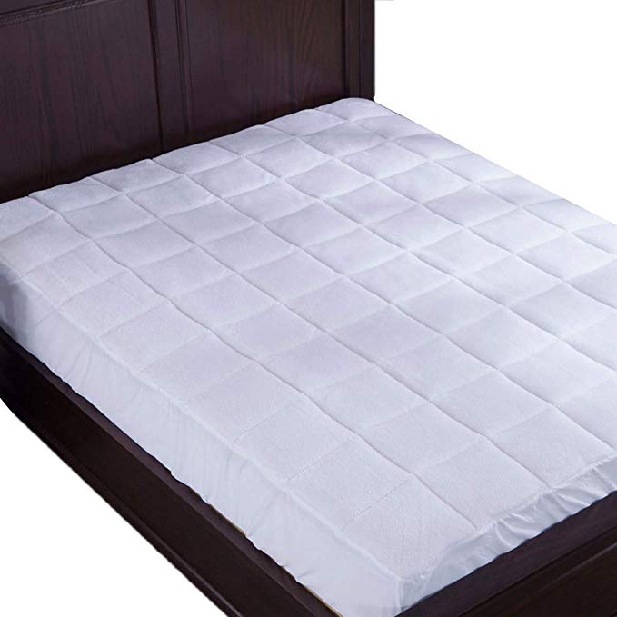 puredown PD-16010-T Plush Top Down Alternative Mattress Pad, Twin, White