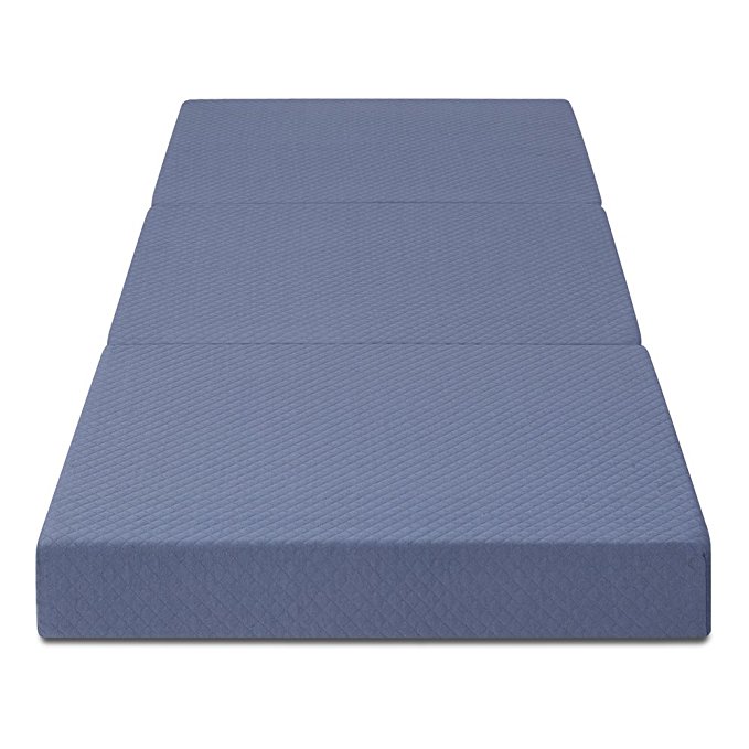 Olee Sleep Topper Tri-Folding Memory Foam, 4 Inch, Grey