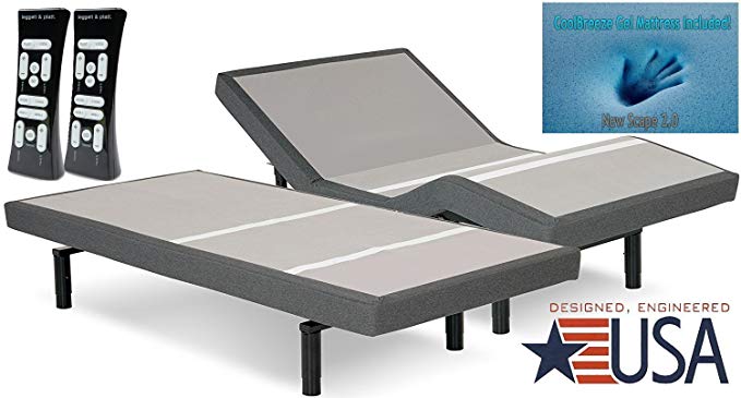 DynastyMattress 15.5-Inch AtlantisBreeze GEL Memory Foam Mattress with S-Cape Adjustable Beds Set Sleep System Leggett & Platt (Split King-without SETUP)