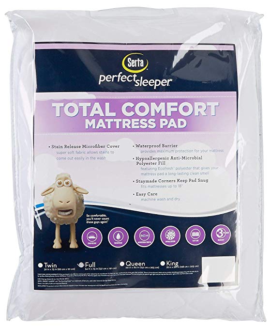 Serta Total Comfort King Size Mattress Pad One Size White