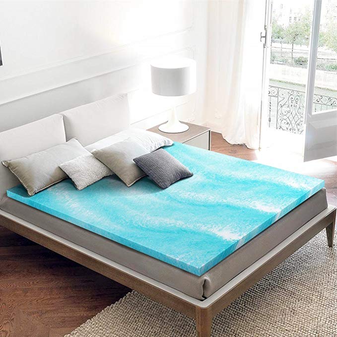 Slideep 2 Inch Gel Infused Swirl Memory Foam Mattress Topper, Twin Size