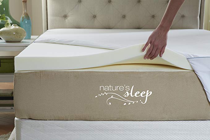 Nature's Sleep Cool IQ Cal King Size 2.5 Inch Thick, 3.5 Pound Density Visco Elastic Memory Foam Mattress Topper with Microfiber Fitted Cover and 18 Inch Skirt