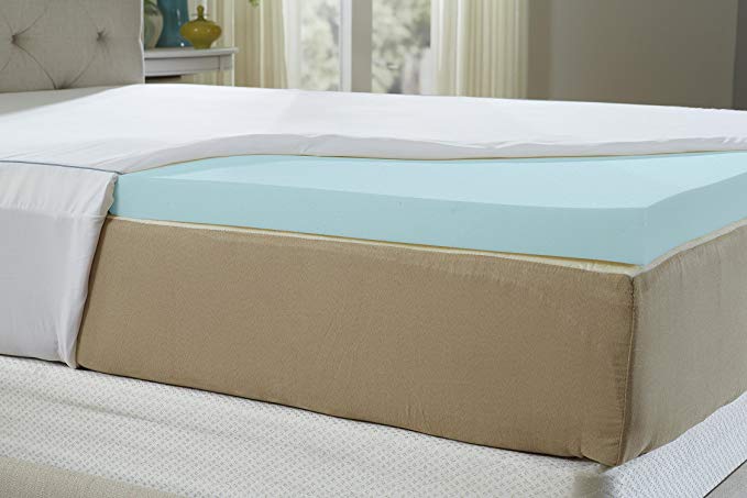 Nature’s Sleep AirCool IQ Twin Extra Long Size 2.5 Inch Thick 3lb Density Gel Memory Foam Mattress Topper with Microfiber Fitted Cover and 18 Inch Skirt