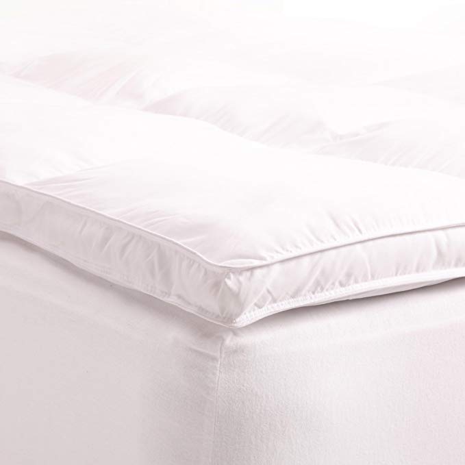 Superior Queen Mattress Topper, Hypoallergenic White Down Alternative Featherbed Mattress Pad - Plush, Overfilled, and 2