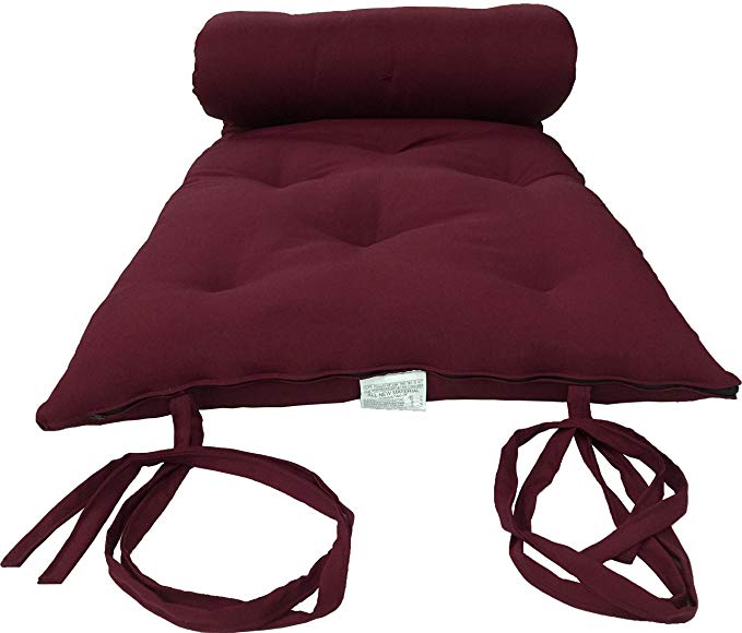 D&D Futon Furniture Brand New Burgundy Twin Size Traditional Japanese Floor Futon Mattresses, Foldable Cushion Mats, Yoga, Meditaion 39